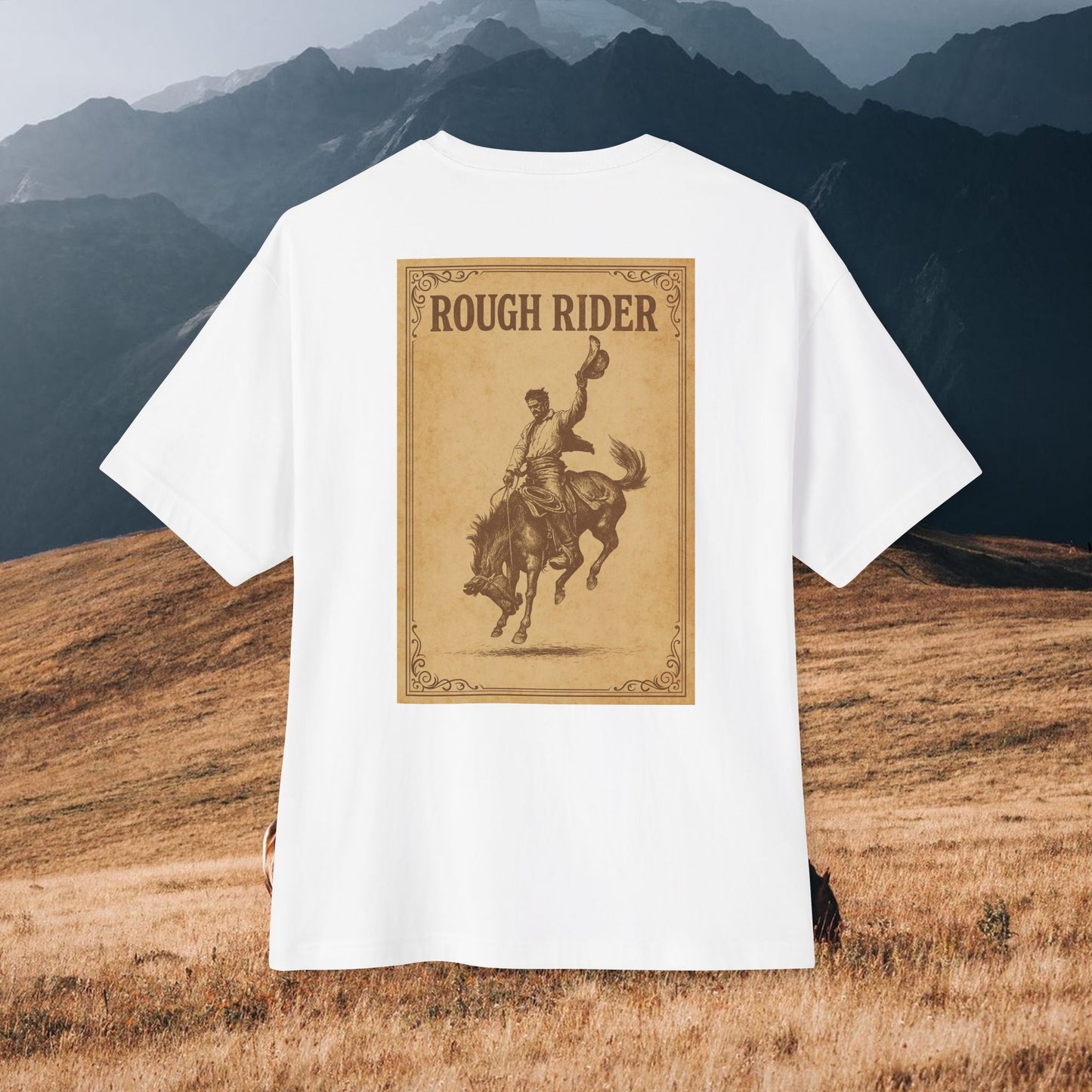 RDS Western Vintage – Rough Rider Oversized Tee & Hoodie | 1800s Cowboy Poster Streetwear