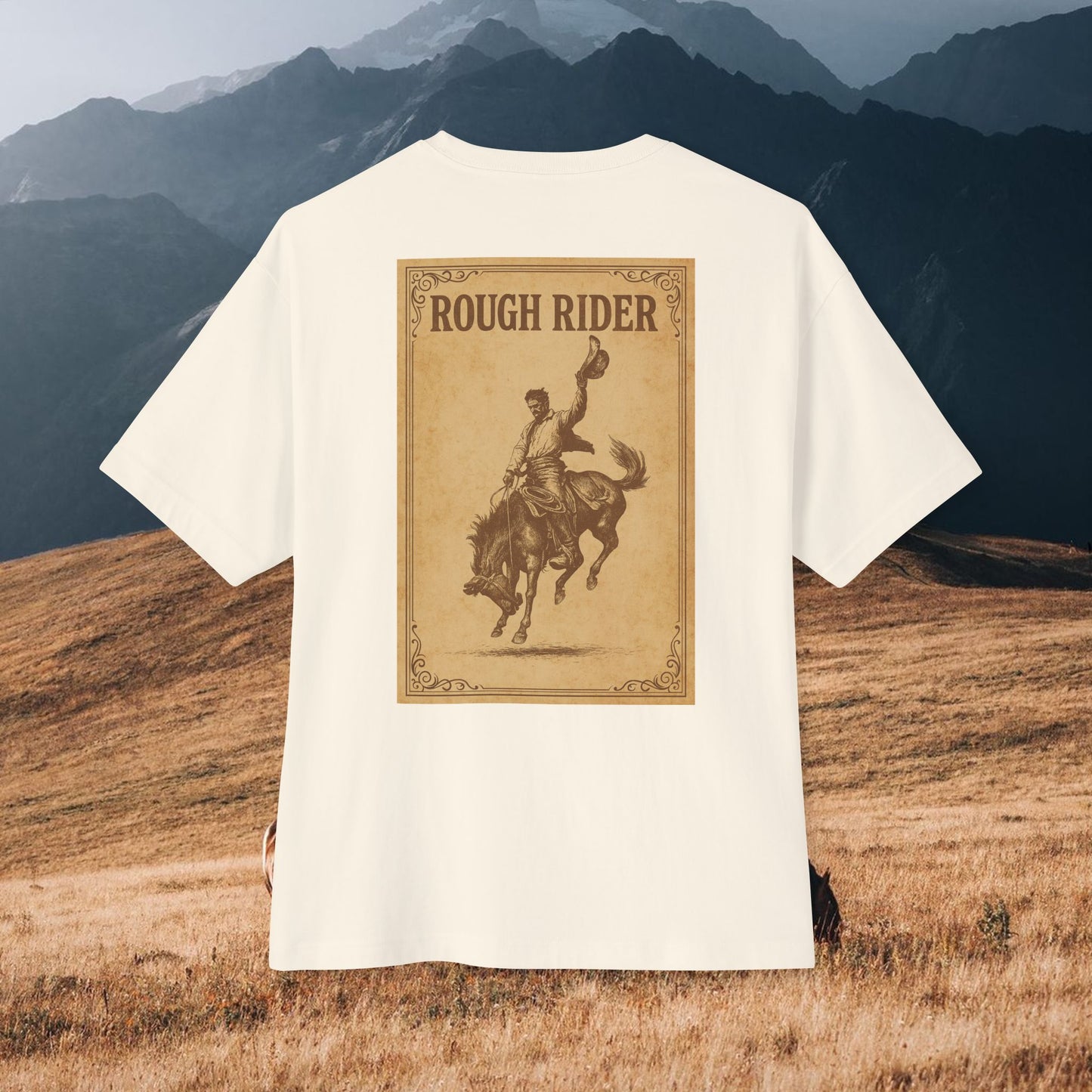 RDS Western Vintage – Rough Rider Oversized Tee & Hoodie | 1800s Cowboy Poster Streetwear